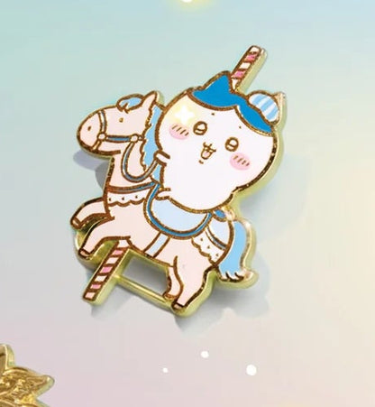 [Pre-order]  ChiiKawa ChiiKawa Go Round Limited Series | ChiiKawa Hachiware Usagi Momonga Kurimanju Rakko Shisa Crab Cute Metal Pin Badge Mystery Box - Kawaii items Blind Box