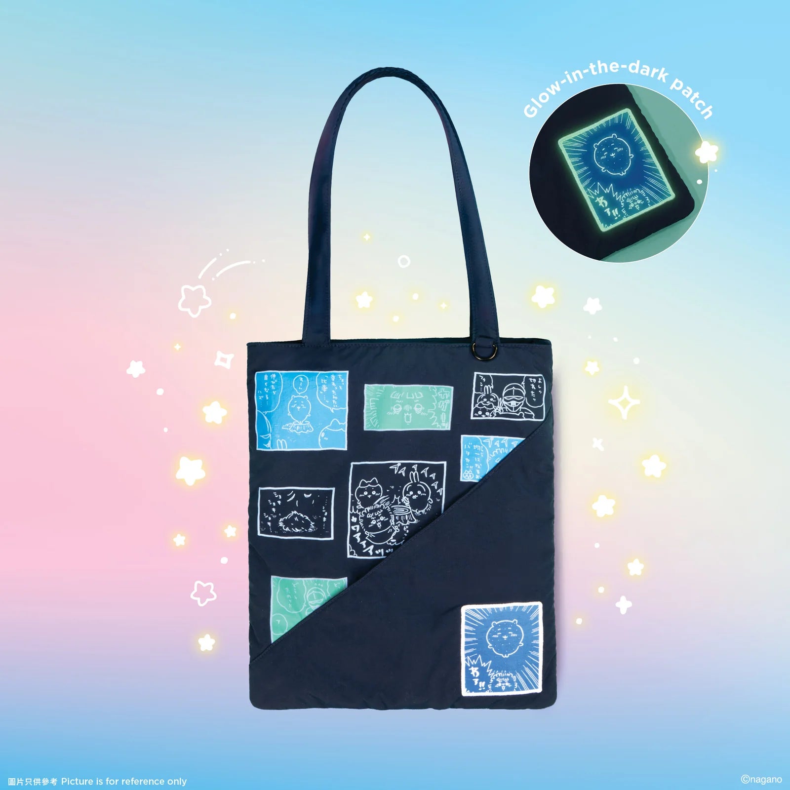 [Per-order] ChiiKawa ChiiKawa Go Round Limited Series | ChiiKawa Hachiware Usagi Cute Tote Bag With Glow In Dark Embroidery Picture - Kawaii items Room Decoration