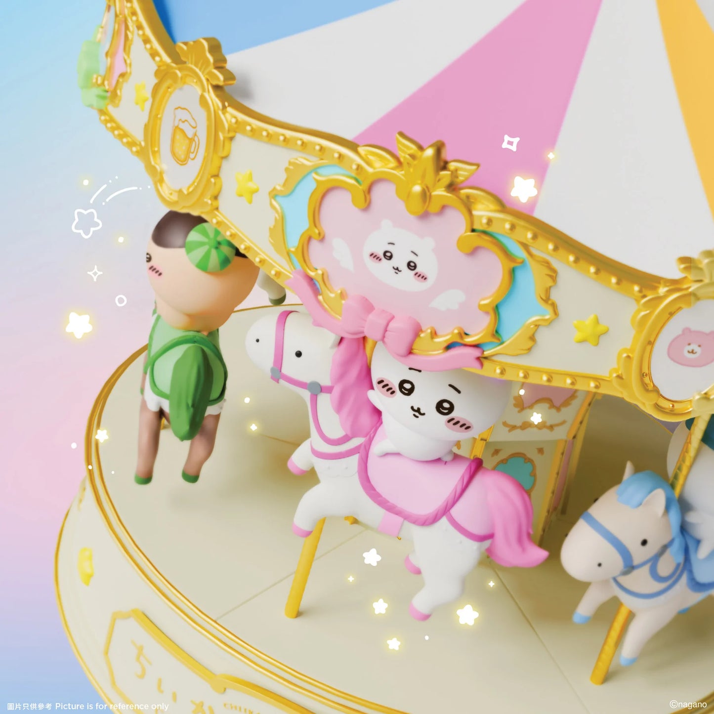[Pre-order] ChiiKawa ChiiKawa Go Round Limited Series | ChiiKawa Hachiware Usagi Momonga Kurimanju Rakko Riding Carousel Music Box - Kawaii items Room Decoration