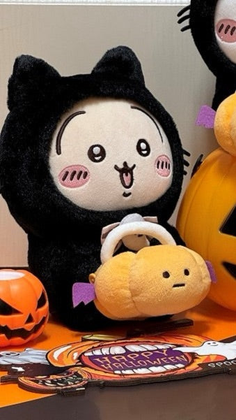 ChiiKawa X Miniso | ChiiKawa Hachiware Usagi Halloween Black Cat Plush Doll Kawaii items Room Decoration doll