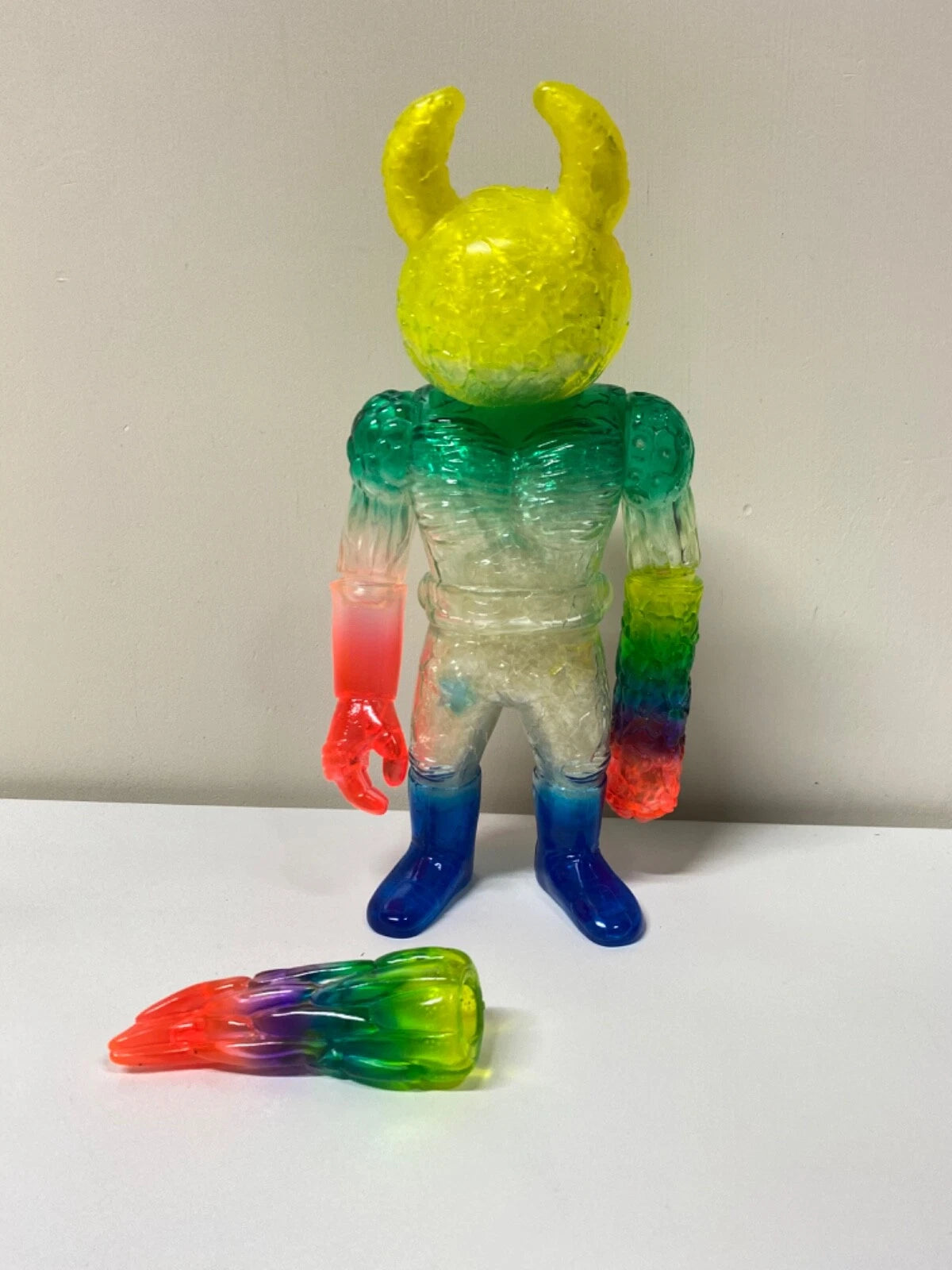 Japan Artist Real Head Uamou Rainbow Translucent Sofubi figure Vinyl Retried