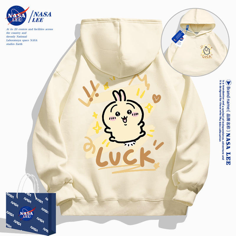 Japanese Cartoon ChiiKawa Casual Style Hoodie Series | Usagi Luck Front & Back - Kawaii Fashion Items