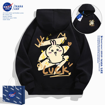 Japanese Cartoon ChiiKawa Casual Style Hoodie Series | Usagi Luck Front & Back - Kawaii Fashion Items
