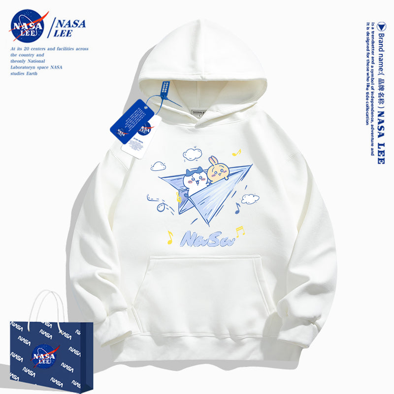Japanese Cartoon ChiiKawa Casual Style Hoodie Series | Hachiware Usagi on Paper Airplane - Kawaii Fashion Items
