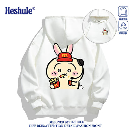 Japanese Cartoon ChiiKawa Casual Style Hoodie Series | Usagi Waiter Front & Back - Kawaii Fashion Items