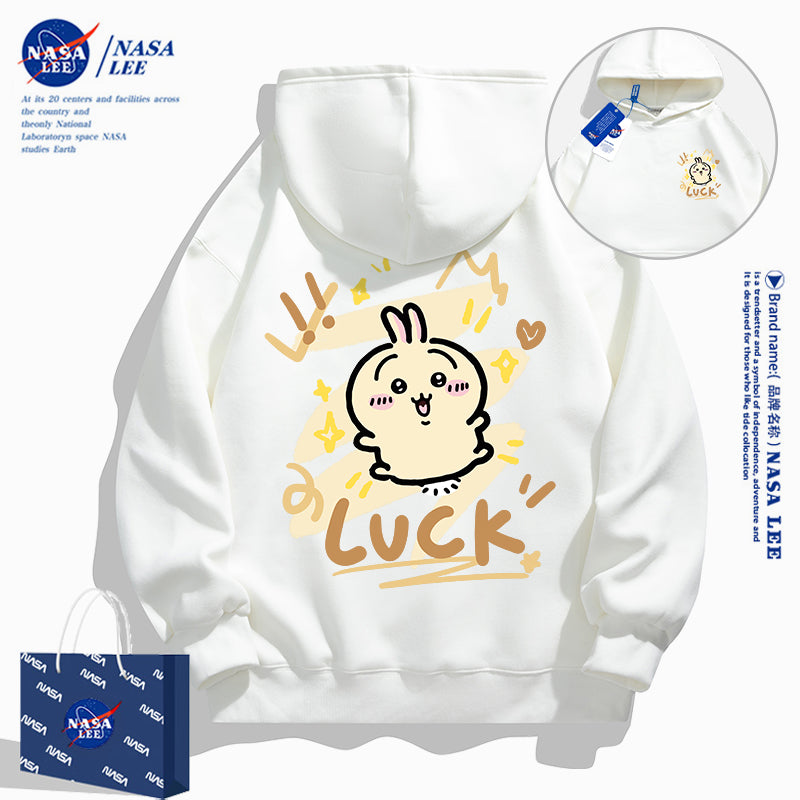 Japanese Cartoon ChiiKawa Casual Style Hoodie Series | Usagi Luck Front & Back - Kawaii Fashion Items