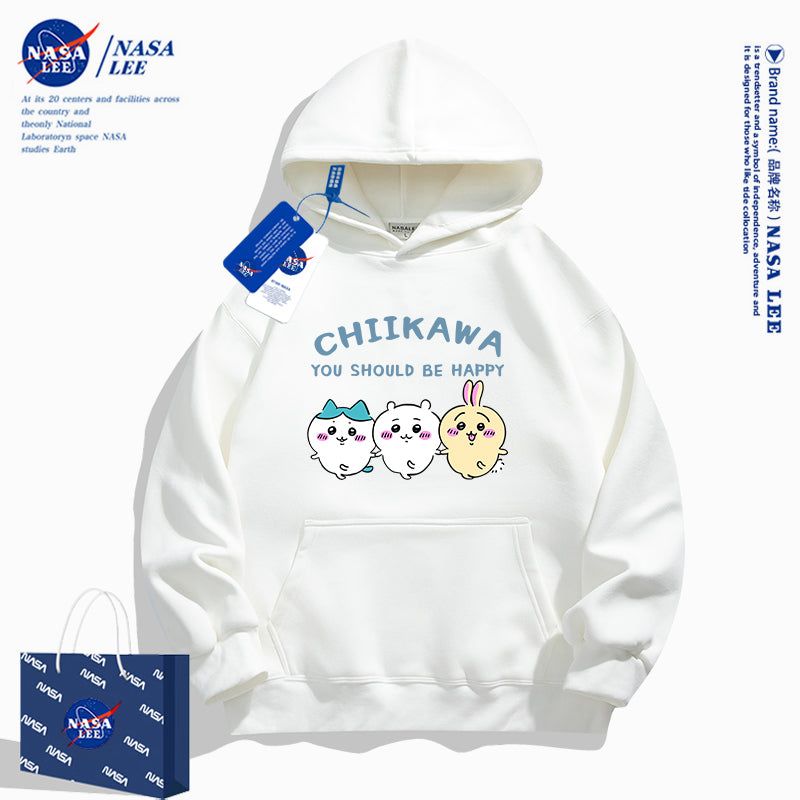 Japanese Cartoon ChiiKawa Casual Style Hoodie Series | Chiikawa Hachiware Usagi You Should Be Happy - Kawaii Fashion Items