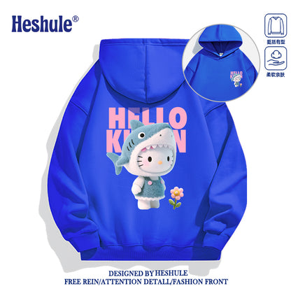 Japanese Cartoon Hello Kitty Casual Style Hoodie Series | 3D Shark Kitty Front & Back - Kawaii Fashion Items