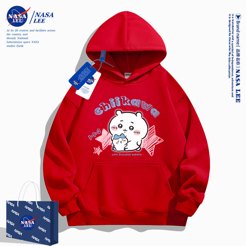 Japanese Cartoon ChiiKawa Casual Style Hoodie Series | Big Chiikawa with Small Hachiware - Kawaii Fashion Items