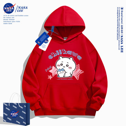 Japanese Cartoon ChiiKawa Casual Style Hoodie Series | Big Chiikawa with Small Hachiware - Kawaii Fashion Items