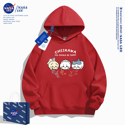 Japanese Cartoon ChiiKawa Casual Style Hoodie Series | Chiikawa Hachiware Usagi Drawing on Floor - Kawaii Fashion Items