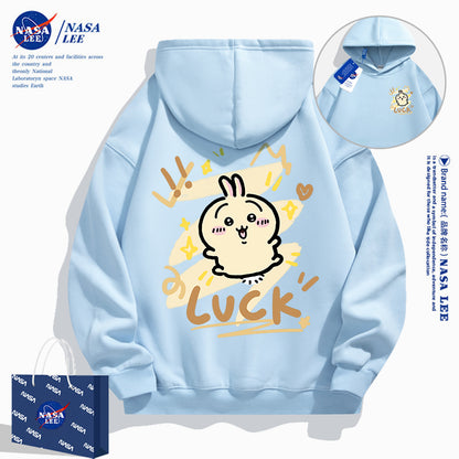 Japanese Cartoon ChiiKawa Casual Style Hoodie Series | Usagi Luck Front & Back - Kawaii Fashion Items