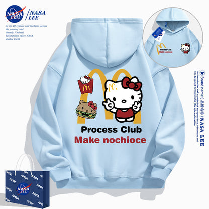 Japanese Cartoon Hello Kitty Casual Style Hoodie Series | Kitty Fastfood Front & Back - Kawaii Fashion Items