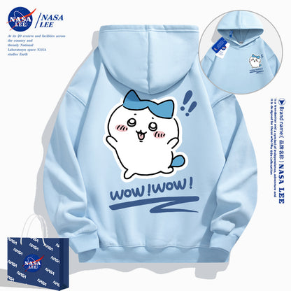 Japanese Cartoon ChiiKawa Casual Style Hoodie Series | Hachiware Wow Front & Back - Kawaii Fashion Items