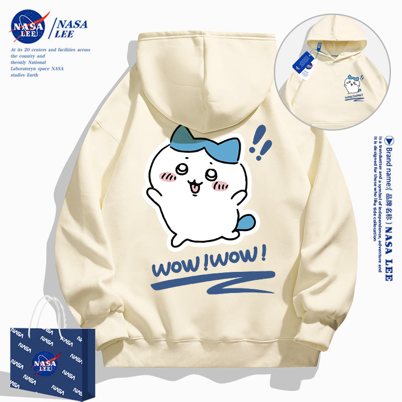 Japanese Cartoon ChiiKawa Casual Style Hoodie Series | Hachiware Wow Front & Back - Kawaii Fashion Items