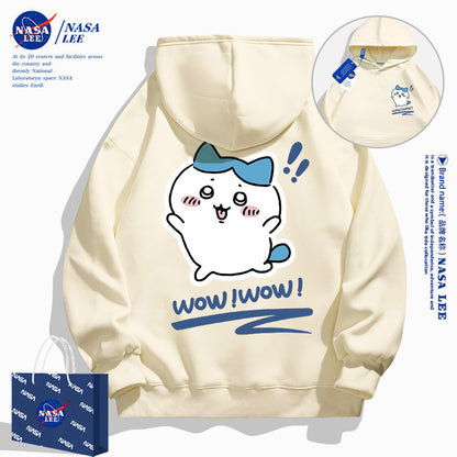 Japanese Cartoon ChiiKawa Casual Style Hoodie Series | Hachiware Wow Front & Back - Kawaii Fashion Items