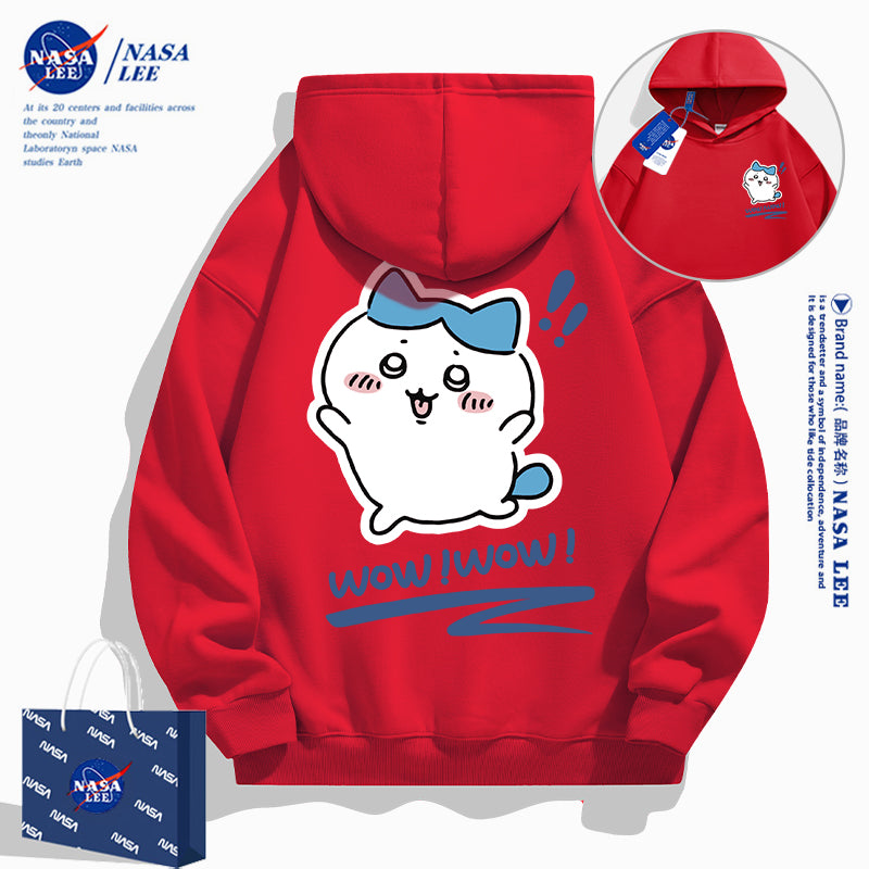 Japanese Cartoon ChiiKawa Casual Style Hoodie Series | Hachiware Wow Front & Back - Kawaii Fashion Items