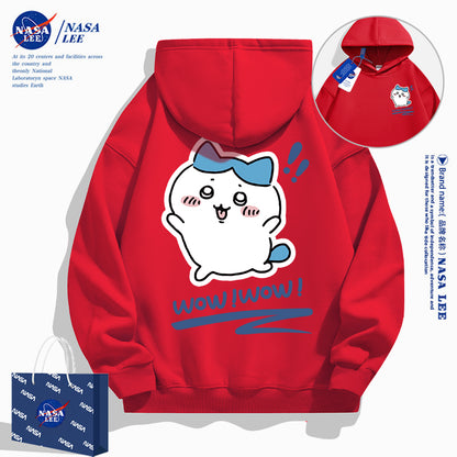 Japanese Cartoon ChiiKawa Casual Style Hoodie Series | Hachiware Wow Front & Back - Kawaii Fashion Items