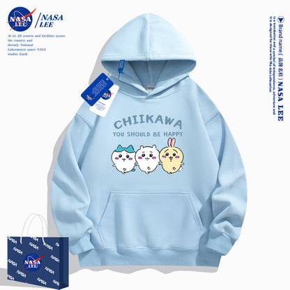 Japanese Cartoon ChiiKawa Casual Style Hoodie Series | Chiikawa Hachiware Usagi You Should Be Happy - Kawaii Fashion Items