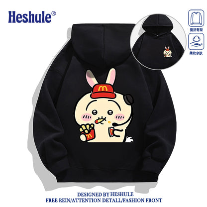 Japanese Cartoon ChiiKawa Casual Style Hoodie Series | Usagi Waiter Front & Back - Kawaii Fashion Items