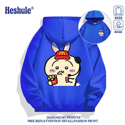 Japanese Cartoon ChiiKawa Casual Style Hoodie Series | Usagi Waiter Front & Back - Kawaii Fashion Items