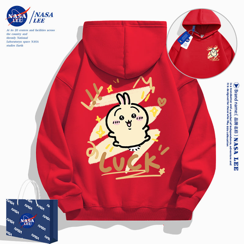 Japanese Cartoon ChiiKawa Casual Style Hoodie Series | Usagi Luck Front & Back - Kawaii Fashion Items