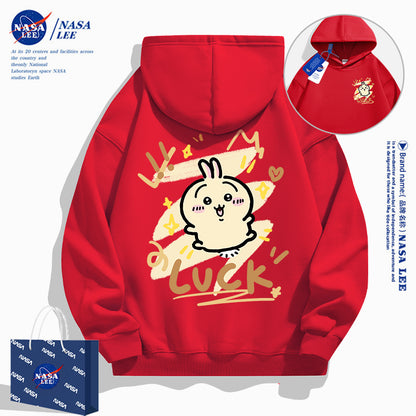 Japanese Cartoon ChiiKawa Casual Style Hoodie Series | Usagi Luck Front & Back - Kawaii Fashion Items