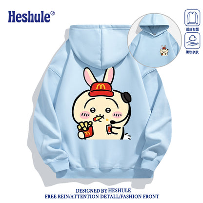 Japanese Cartoon ChiiKawa Casual Style Hoodie Series | Usagi Waiter Front & Back - Kawaii Fashion Items