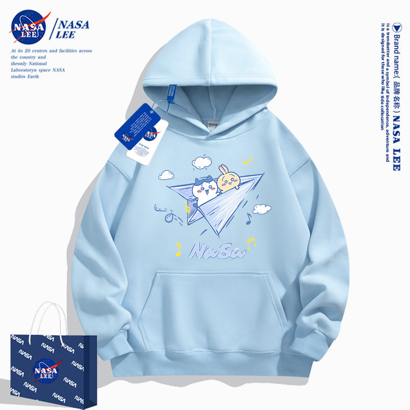 Japanese Cartoon ChiiKawa Casual Style Hoodie Series | Hachiware Usagi on Paper Airplane - Kawaii Fashion Items