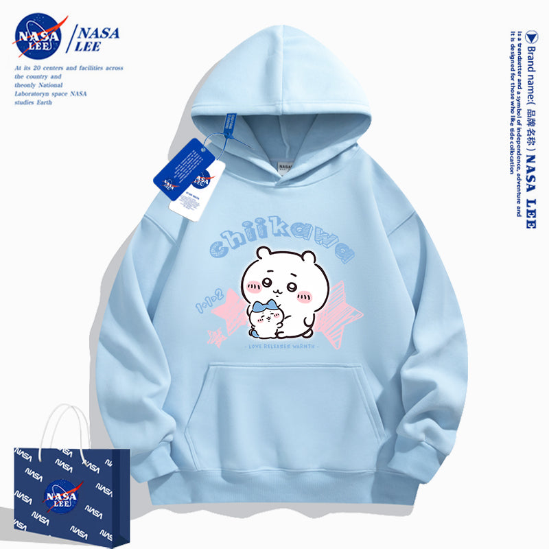 Japanese Cartoon ChiiKawa Casual Style Hoodie Series | Big Chiikawa with Small Hachiware - Kawaii Fashion Items
