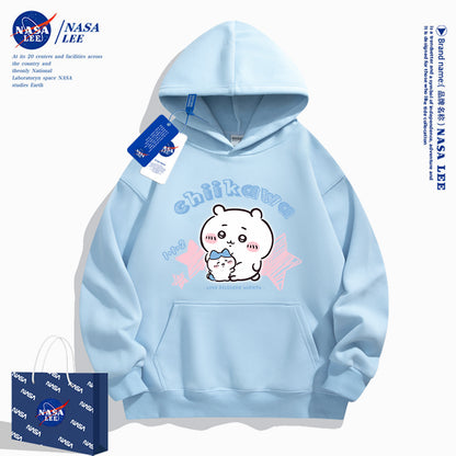 Japanese Cartoon ChiiKawa Casual Style Hoodie Series | Big Chiikawa with Small Hachiware - Kawaii Fashion Items