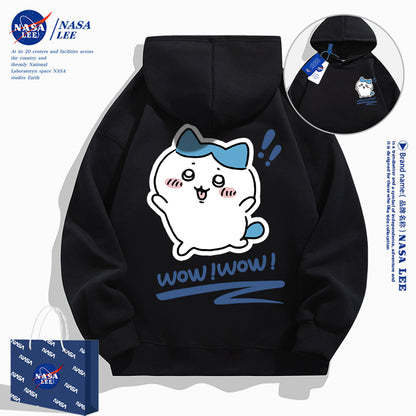 Japanese Cartoon ChiiKawa Casual Style Hoodie Series | Hachiware Wow Front & Back - Kawaii Fashion Items