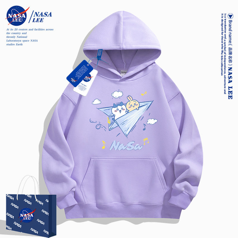 Japanese Cartoon ChiiKawa Casual Style Hoodie Series | Hachiware Usagi on Paper Airplane - Kawaii Fashion Items