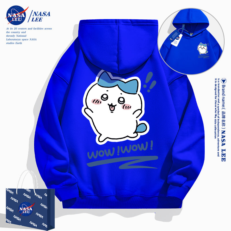 Japanese Cartoon ChiiKawa Casual Style Hoodie Series | Hachiware Wow Front & Back - Kawaii Fashion Items
