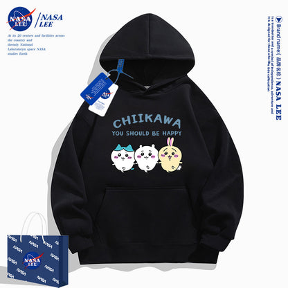 Japanese Cartoon ChiiKawa Casual Style Hoodie Series | Chiikawa Hachiware Usagi You Should Be Happy - Kawaii Fashion Items