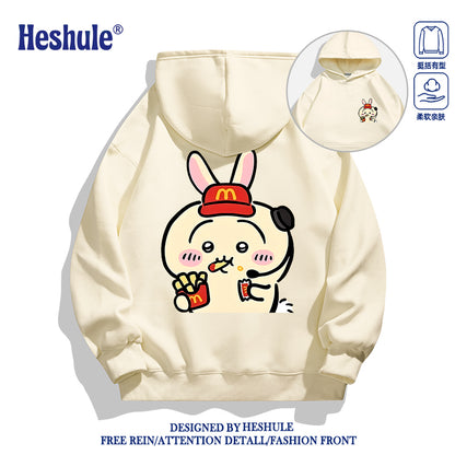 Japanese Cartoon ChiiKawa Casual Style Hoodie Series | Usagi Waiter Front & Back - Kawaii Fashion Items