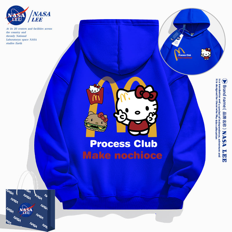 Japanese Cartoon Hello Kitty Casual Style Hoodie Series | Kitty Fastfood Front & Back - Kawaii Fashion Items
