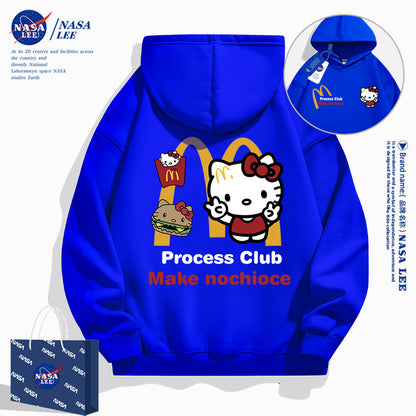 Japanese Cartoon Hello Kitty Casual Style Hoodie Series | Kitty Fastfood Front & Back - Kawaii Fashion Items