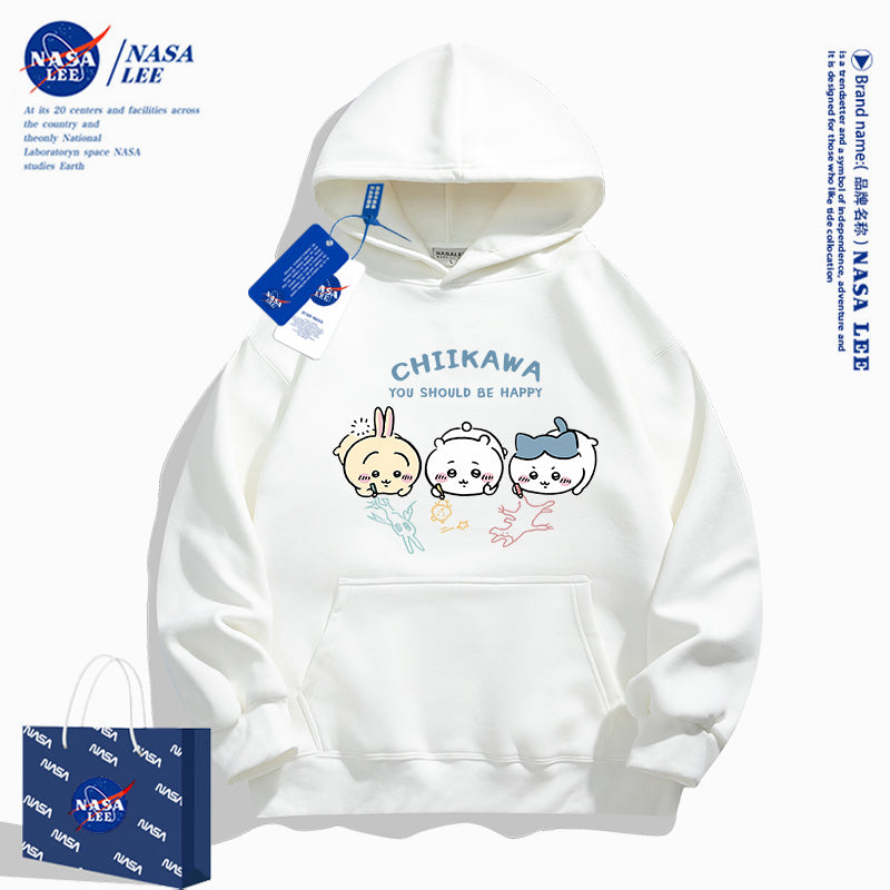 Japanese Cartoon ChiiKawa Casual Style Hoodie Series | Chiikawa Hachiware Usagi Drawing on Floor - Kawaii Fashion Items