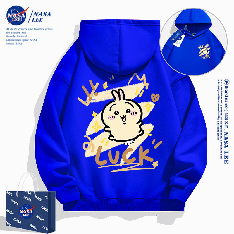 Japanese Cartoon ChiiKawa Casual Style Hoodie Series | Usagi Luck Front & Back - Kawaii Fashion Items