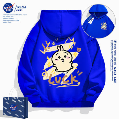 Japanese Cartoon ChiiKawa Casual Style Hoodie Series | Usagi Luck Front & Back - Kawaii Fashion Items