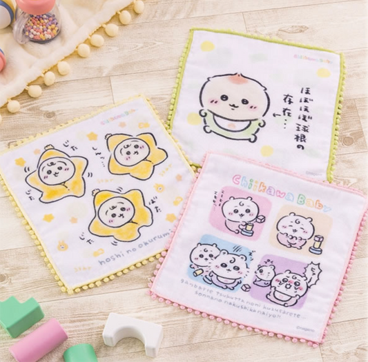 Japan ChiiKawa Baby Series | ChiiKawa Hachiware Usagi Momonga Kurimanju Cute Baby Handkerchief - Kawaii items Room Decoration