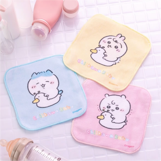 Japan ChiiKawa Baby Series | ChiiKawa Hachiware Usagi Cute Baby Sitting on Duck Toilet Handkerchief - Kawaii items Room Decoration