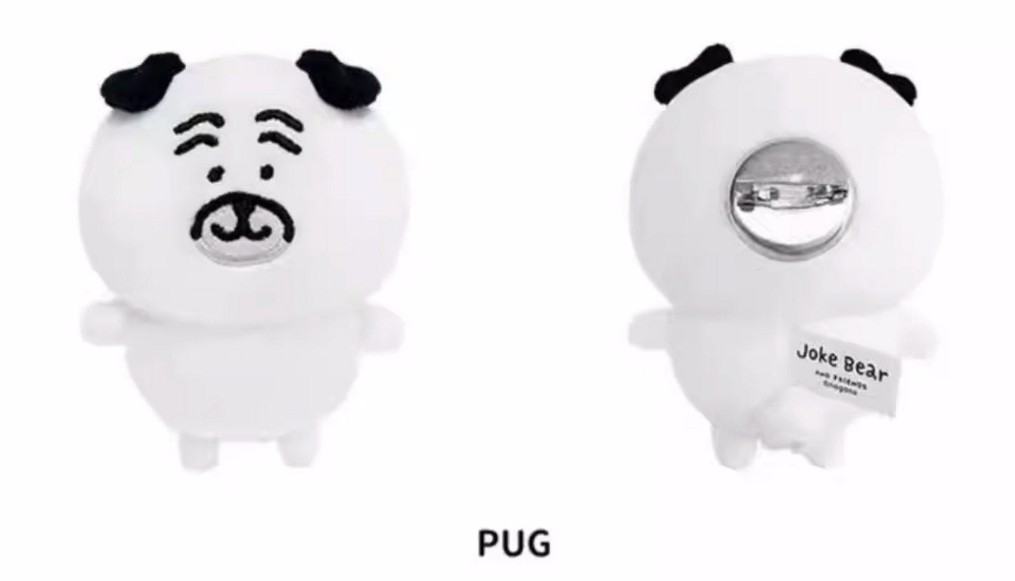 Joker Bear X Miniso | Joker Bear Pug Moguracorokke Plush Doll Badge - Kawaii items Room Decoration