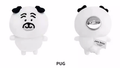 Joker Bear X Miniso | Joker Bear Pug Moguracorokke Plush Doll Badge - Kawaii items Room Decoration