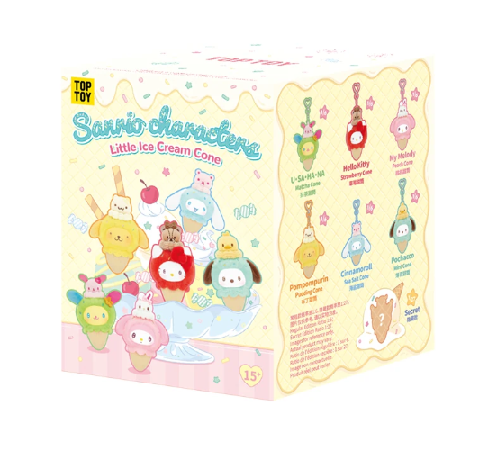 TOPTOY x Sanrio Characters Little Ice Cream Cone Series | Hello Kitty My Melody Kuromi Cinnamoroll Pompompurin Pochacco Usahana - Plush Vinly Keychain Pendant Blind Box