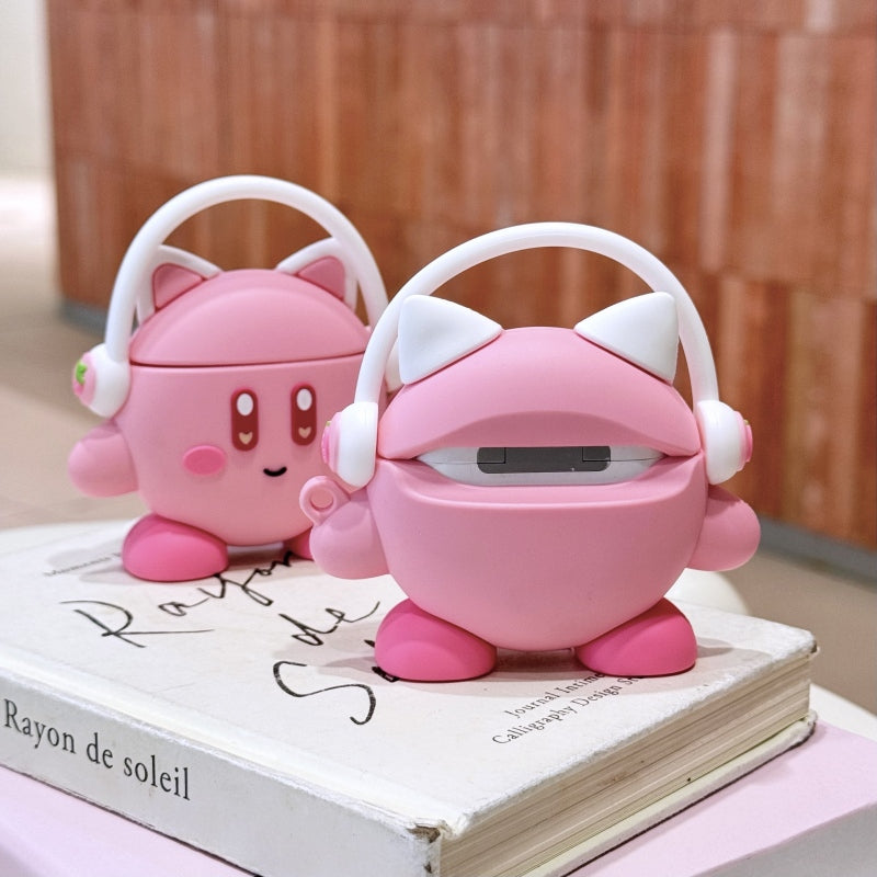 Japanese Cartoon Kirby Adventure | Cosplay Part 2 Red Hat Cat Headphone Muscle Square - AirPods AirPodsPro AirPods3 AirPods4 Case KawaiiGiftLand