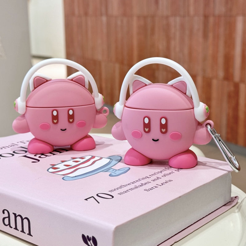 Japanese Cartoon Kirby Adventure | Cosplay Part 2 Red Hat Cat Headphone Muscle Square - AirPods AirPodsPro AirPods3 AirPods4 Case KawaiiGiftLand