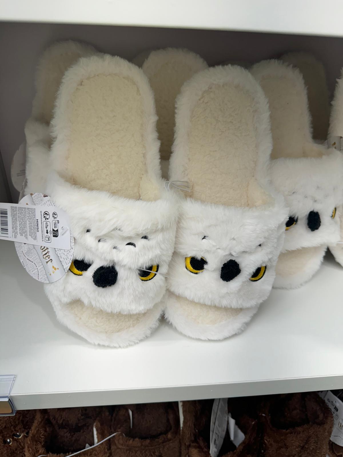 Harry Magical School Wizard Witch X Miniso | Magical School Animal Furry Slippers Owl Monster Book White Brown - Kawaii items