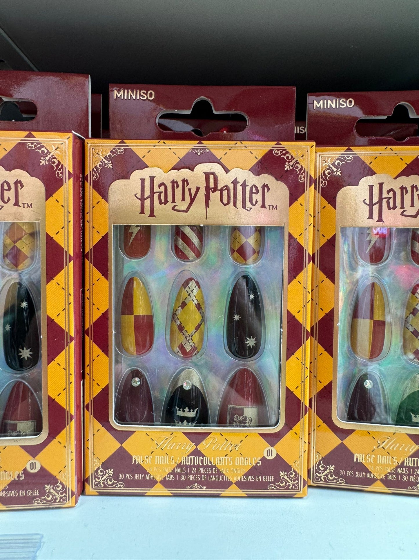 Harry Magical School Wizard Witch X Miniso | Magical School Four Houses Fake Nails Red Blue Green Yellow - Kawaii items